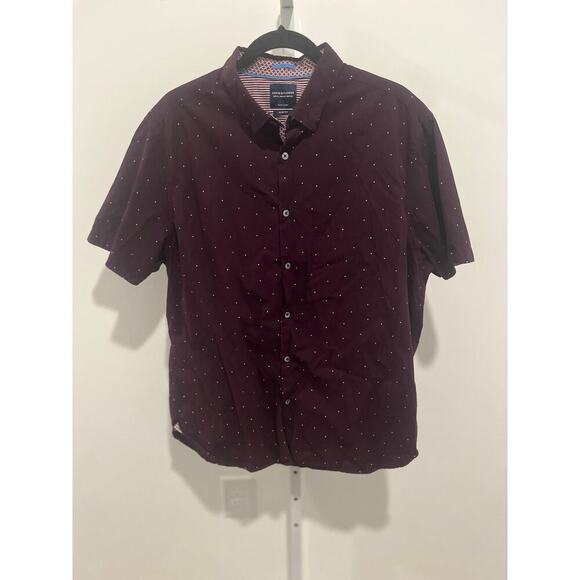 Denim & Flower Ricky Singh PLUM Button Up Shirt With White Dot - Picture 1 of 2